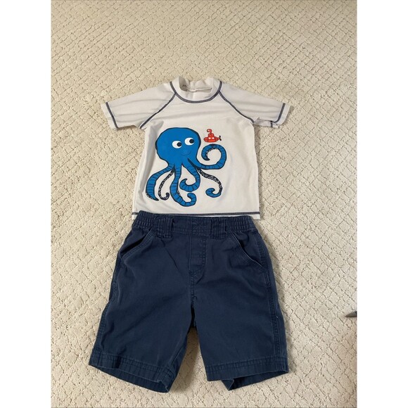 Boys Carter’s T-Shirt(4t) White & Circo Pull-on Shorts(3t) Blue Set - Picture 2 of 15